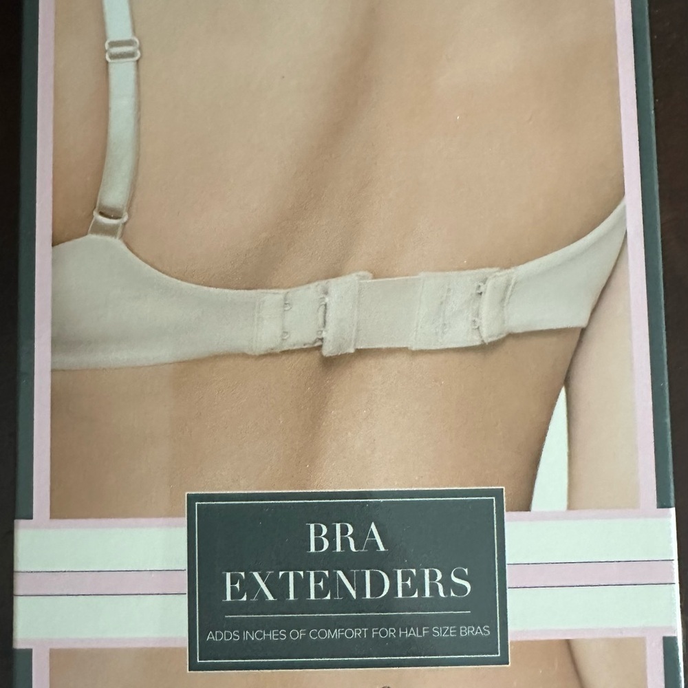 NWT Box of 3-Hook Bra Extenders; 6 Total (2 each of white black nude)